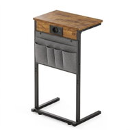 Houseland Fill Odkládací stolek s nabíjecí stanicí a kapsářem hnědý/černý - Side Table