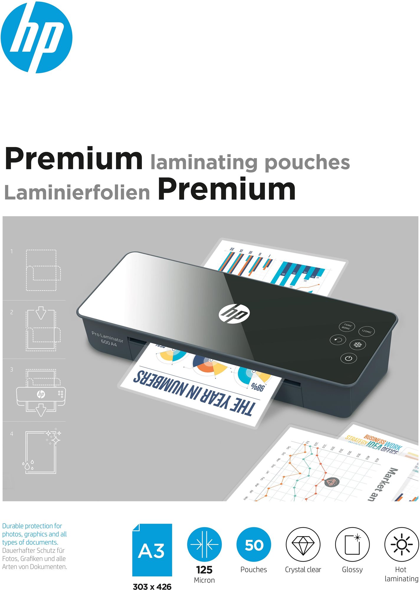 HP Premium A3 125 Micron - 50db