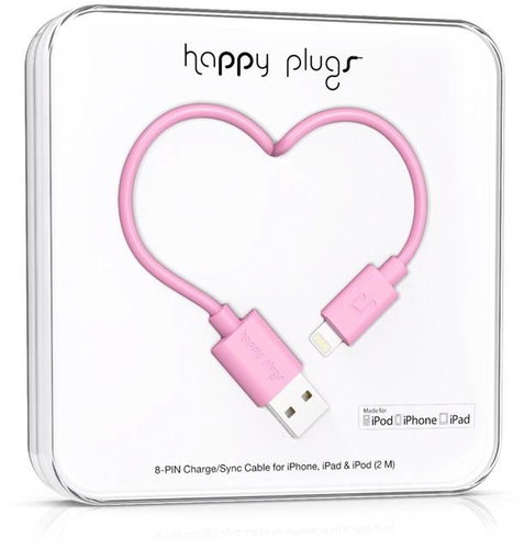 Happy Plugs Lightning 8-pin charge/sync cable Pink - Data Cable - Main image