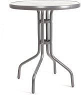 HAPPY GREEN Stůl zahradní kovový se skleněnou deskou 60cm, stříbrný - Zahradní stůl