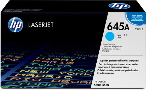 HP C9731A HP TONER CARTRIDGE 645A CYAN HP 645A Main image HP C9731A HP TONER CARTRIDGE 645A CYAN HP 645A - Printer Toner - Main image