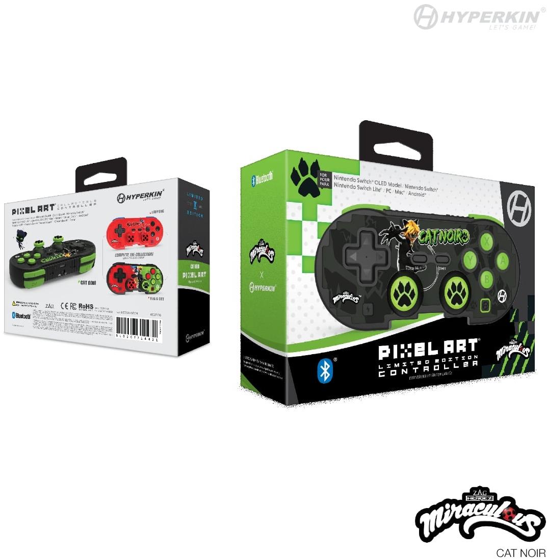 Hyperkin Pixel Art Miraculous Bluetooth Controller for Nintendo Switch/PC/Mac/Android (Cat Noir)
