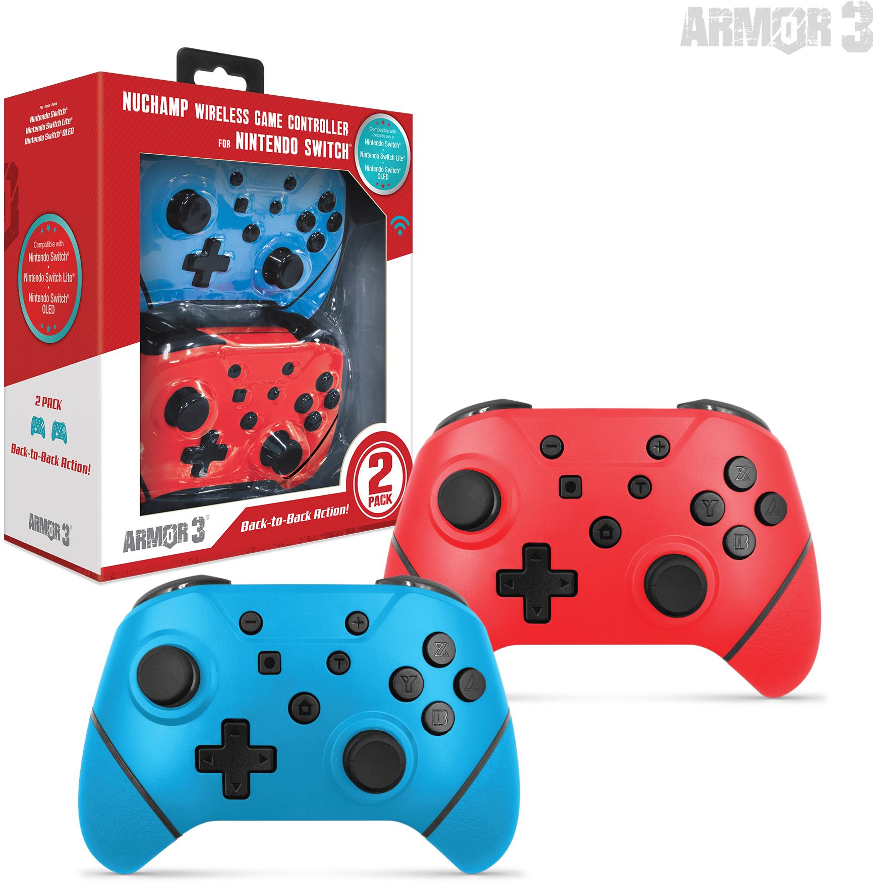 Hyperkin Armor3 NuChamp Wireless Controller Pack for Nintendo Switch (2in1) (Blue, Red)