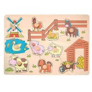 Woody Puzzle na desce - Zvířata u mlýna - Steckpuzzle