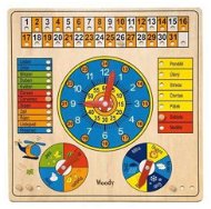 Woody kalendár s hodinami a barometrom - Didaktická hračka