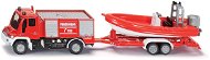 Metall-Modell Siku Blister - Unimog Feuerwehrfahrzeug mit Boot - Metall-Modell