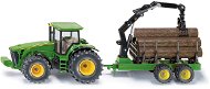 Fém makett Siku Farmer - John Deere traktor erdészeti pótkocsival - Kovový model