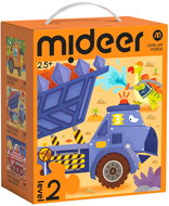 Mideer LEVEL UP! 02 - Dinosauři v akci puzzle 3v1 (9, 12, 16 dílků) - Wooden Puzzle