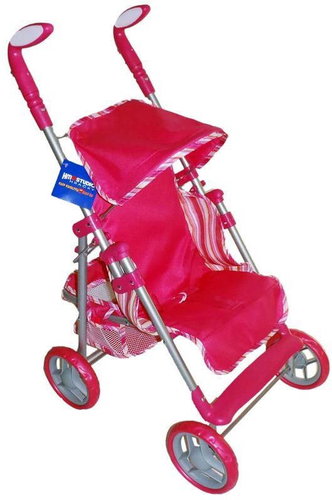 Stroller - Pink stripe  - Doll Stroller - Main image
