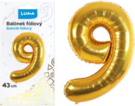LUMA Trading Balónek fóliový č. 9 Zlatý 43 cm  - Balloons