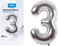 LUMA Trading Balónek fóliový č. 3 Stříbrný 43 cm  - Balloons