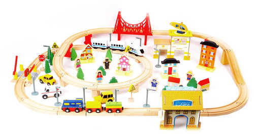 Aga4Kids Dřevěná vláčkodráha 108 dílů - Vláčkodráha - Hlavní obrázek