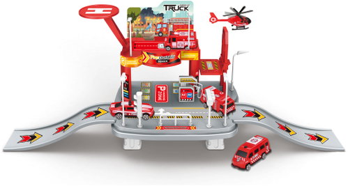 WIKY Fire station with cars, 65 × 19 × 24,5 cm - Toy Garage - Main image