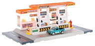Miktrotrading Construction set petrol station 34 × 17 cm 24 pieces with car 7 cm metal free running  - Building Set