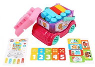 Miktrotrading Bus 19 cm free running with set of 18 blocks and stickers - Baby Toy