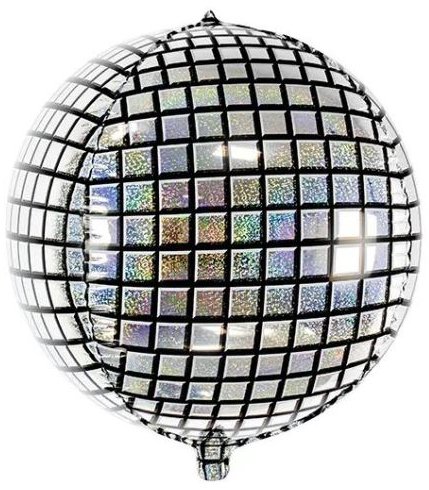 PARTYDECO Foil balloon - 3d disco ball, 40 cm, 1 pc - Balloons - Main image