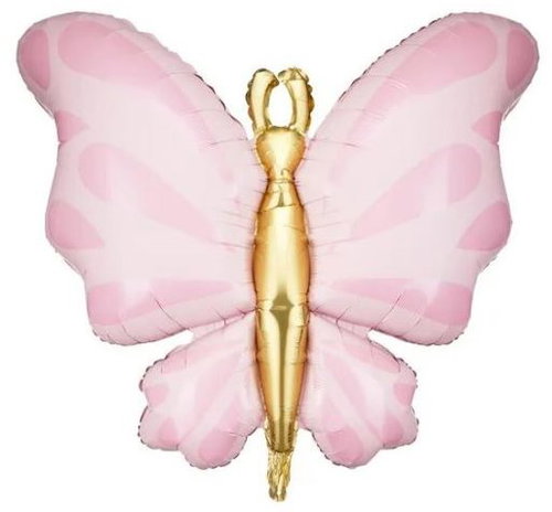 PARTYDECO Foil balloon - butterfly, pink, 90 cm - Balloons - Main image