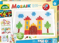 LENA Mosaiksteckspiel mit 4 Steckvorlagen - glatte Stecker mit O 10 mm - Basteln mit Kindern