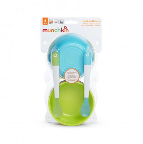Munchkin – Set barevných misek s víčky a lžičkami - Dětská jídelní sada - Hlavní obrázek