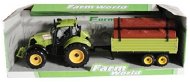 Traktor mit Flachbett mit grünem Holz - Auto