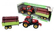 Traktor s plošinou s červeným drevom - Auto