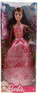 Barbie Princezna s korunkou - Brunetka v růžovém šatech - Doll