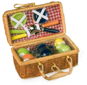 Toy Kitchen Utensils Picnic Basket with Coloured Ceramic Dishes - Nádobí do dětské kuchyňky