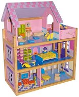Veľký drevený domček pre bábiky - ružový - Doplnok pre bábiky