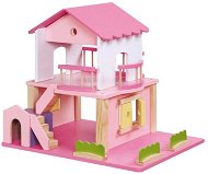 Drevený domček pre bábiky – ružový - Doplnok pre bábiky