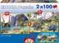 EDUCA Puzzle Panorama Dinosaurierwelt 2x100 Teile - Puzzle