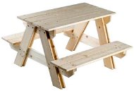 Wooden table set + benches - Set