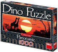 Dino Zsiráf naplementében panoráma puzzle - Puzzle