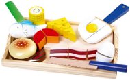 Spiel Set Holzbrettchen mit Lebensmittel - Gourmet - Kinderküchen-Lebensmittel