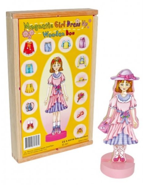 Magnetic girl dress shop up wooden box