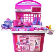 Dětská kuchyňka G21 Dětská kuchyňka s příslušenstvím  v kufru růžová - Dětská kuchyňka