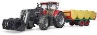 Bruder 3198 Traktor Case IH Optum 300 CVX s čelným nakladačom a prepravníkom na balíky - Traktor
