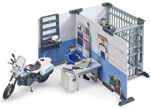 Bruder 62732 BWORLD Police station with policeman, criminal and motorbike Main image Bruder 62732 BWORLD Police station with policeman, criminal and motorbike - Game Set - Main image