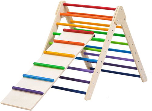 Tuktuk Montessori climbing frame with slide Pikler Triangle - rainbow - Children's Climbing Frame - Main image
