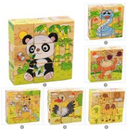 KIK Dřevěné vzdělávací puzzle Safari 9 ks - Wooden Blocks