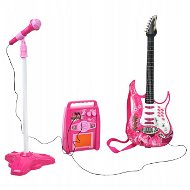 Kruzzel 22407 Dětská rocková elektrická kytara na baterie, zesilovač a mikrofon, růžová - Guitar for Kids