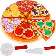 Potraviny do detskej kuchynky Kruzzel 22471 Drevená krájacia pizza 21 cm - Jídlo do dětské kuchyňky