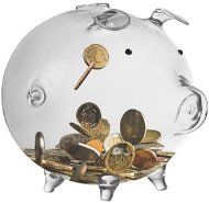 Iso Trade Skleněná pokladnička na mince – průhledné prasátko 12 cm - Piggy Bank