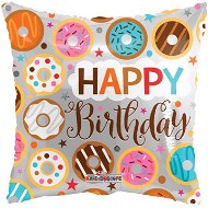SmartBalloons Folienballon Kissen Donut - Happy Birthday - 45 cm - Ballons