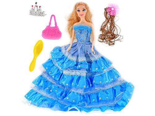 Mikro Trading Princess doll, blue, 29 cm, with accessories, in box - Doll - Main image
