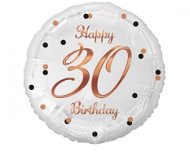 GoDan Weißer Folienballon - Happy Birthday - 30 Jahre - Geburtstag - rosa und goldener Schriftzug 45 - Helium-Ballon