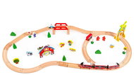 Ecotoys Wooden train track, wooden track with trains and accessories 53 pcs - Train Set