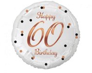 Weißer Folienballon 60 Jahre - Happy Birthday 45 cm - Helium-Ballon