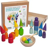 ULANIK Rainbow: Peg Dolls in Cups with Hats and Balls - Montessori hračka