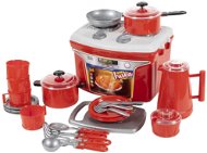 Mikro Trading Přenosný kuchyňský set Iriska – sporák s nádobím v síťce - Toy Appliance