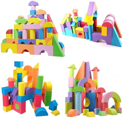 Alum Set of foam blocks for children 50 pcs colourful - Kids’ Building Blocks - Main image